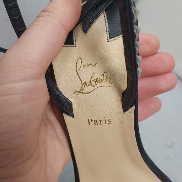 Christian Louboutin So Me Black Stud Spike Heel Sandal - Picture 5 of 13